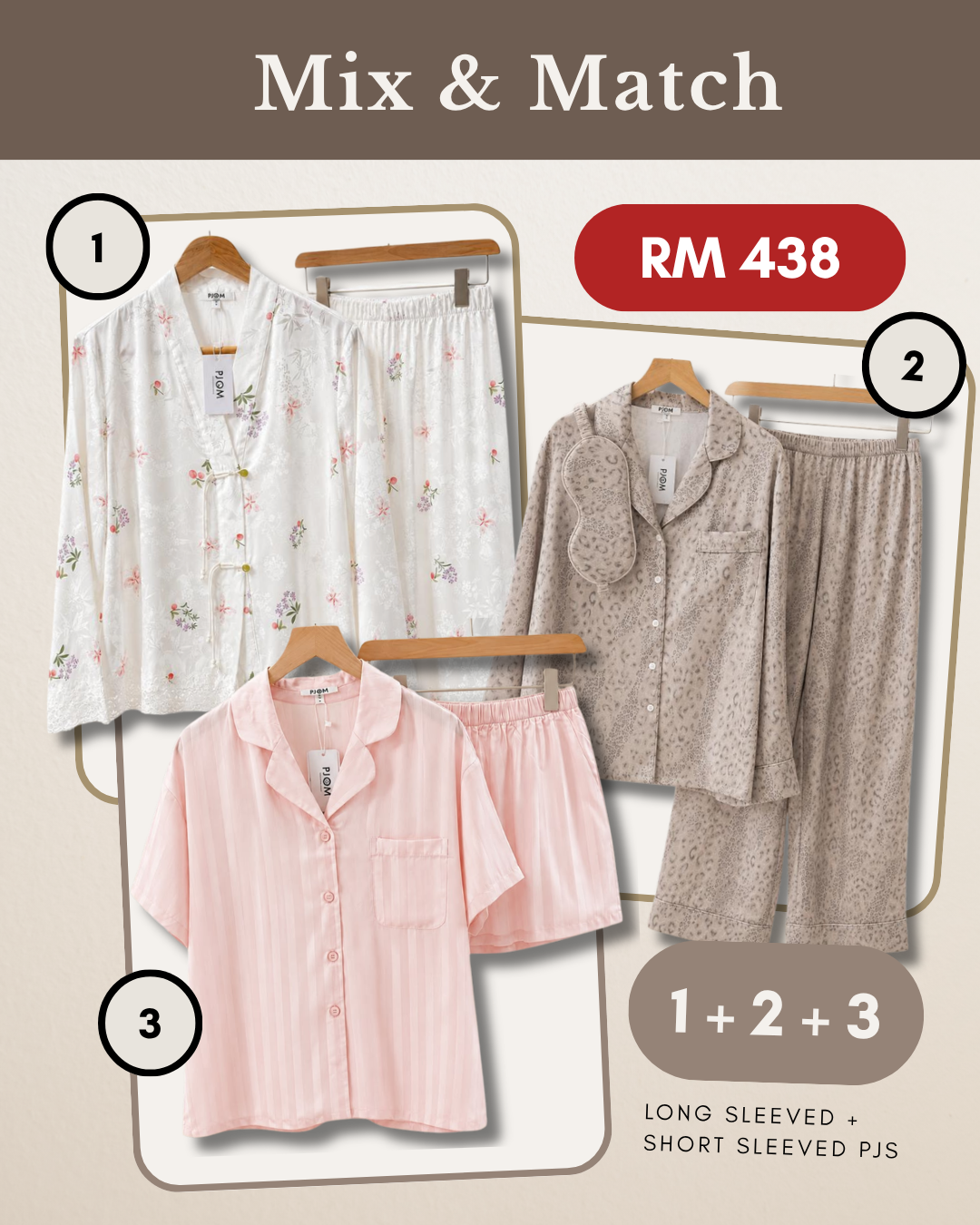 MIX & MATCH - Long Sleeved Pankou + Long Sleeved Leopard + Short Sleeved Tencel Pink
