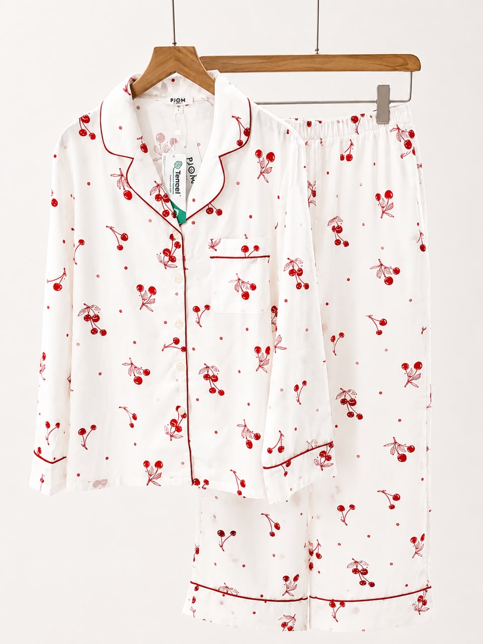 #24089 - Tencel Cherry Long Sleeve Pants Set
