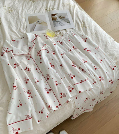 #24089 - Tencel Cherry Long Sleeve Pants Set