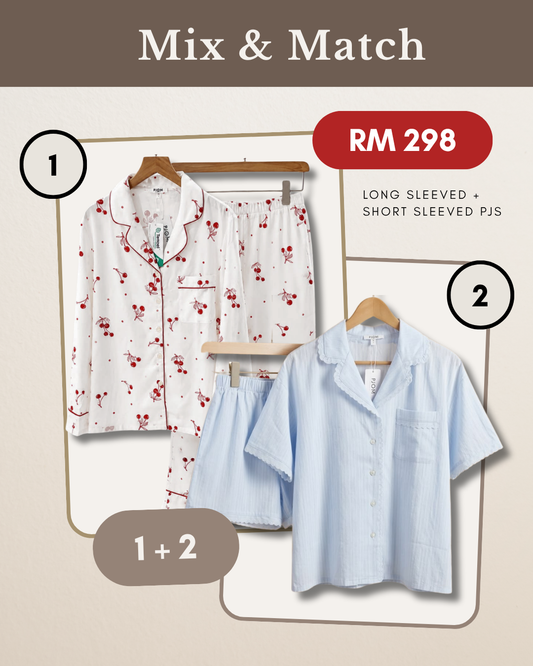MIX & MATCH - Short Sleeved Jacquard Cotton + Long Sleeved Cherry Tencel