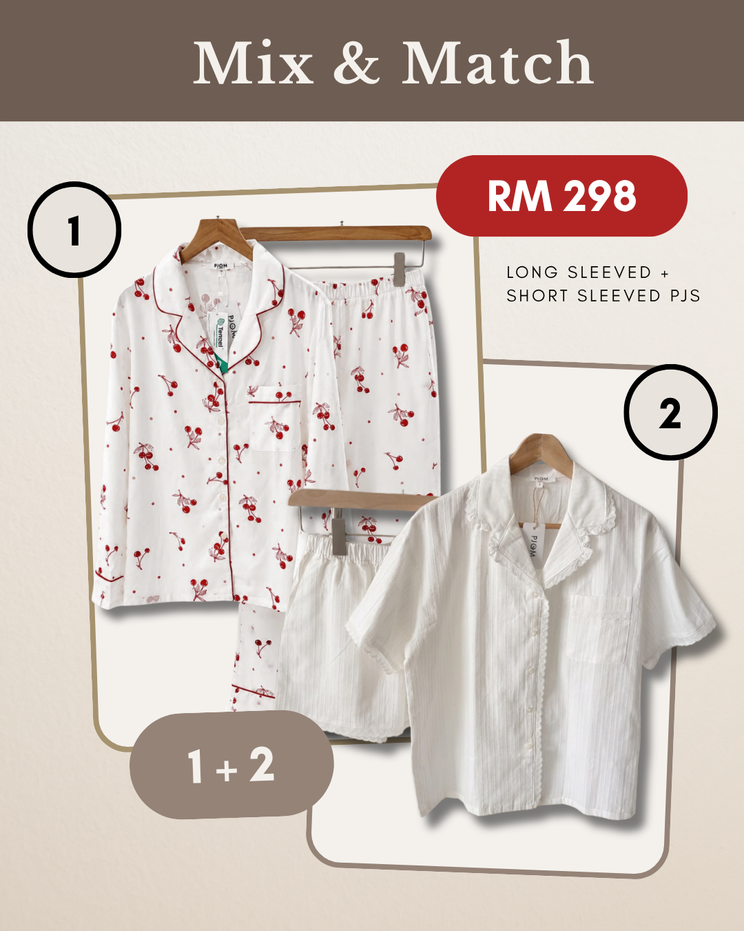 MIX & MATCH - Short Sleeved Jacquard Cotton + Long Sleeved Cherry Tencel