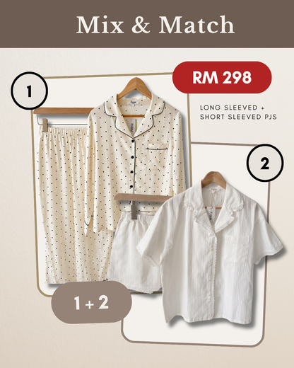 MIX & MATCH - Short Sleeved Jacquard Cotton + Long Sleeved Polka Dot