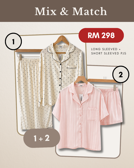 MIX & MATCH - Short Sleeved Tencel + Long Sleeved Polka Dot