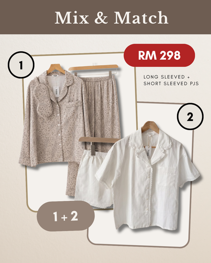 MIX & MATCH - Short Sleeved Jacquard Cotton + Long Sleeved Leopard