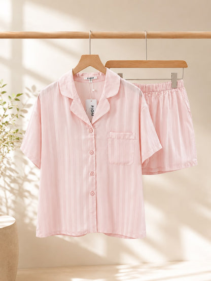 #25120 - 100% Tencel Modal Short Sleeve Set (Pink)