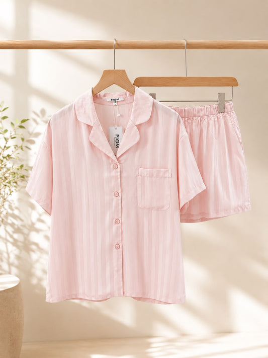#25120 - 100% Tencel Modal Short Sleeve Set (Pink)